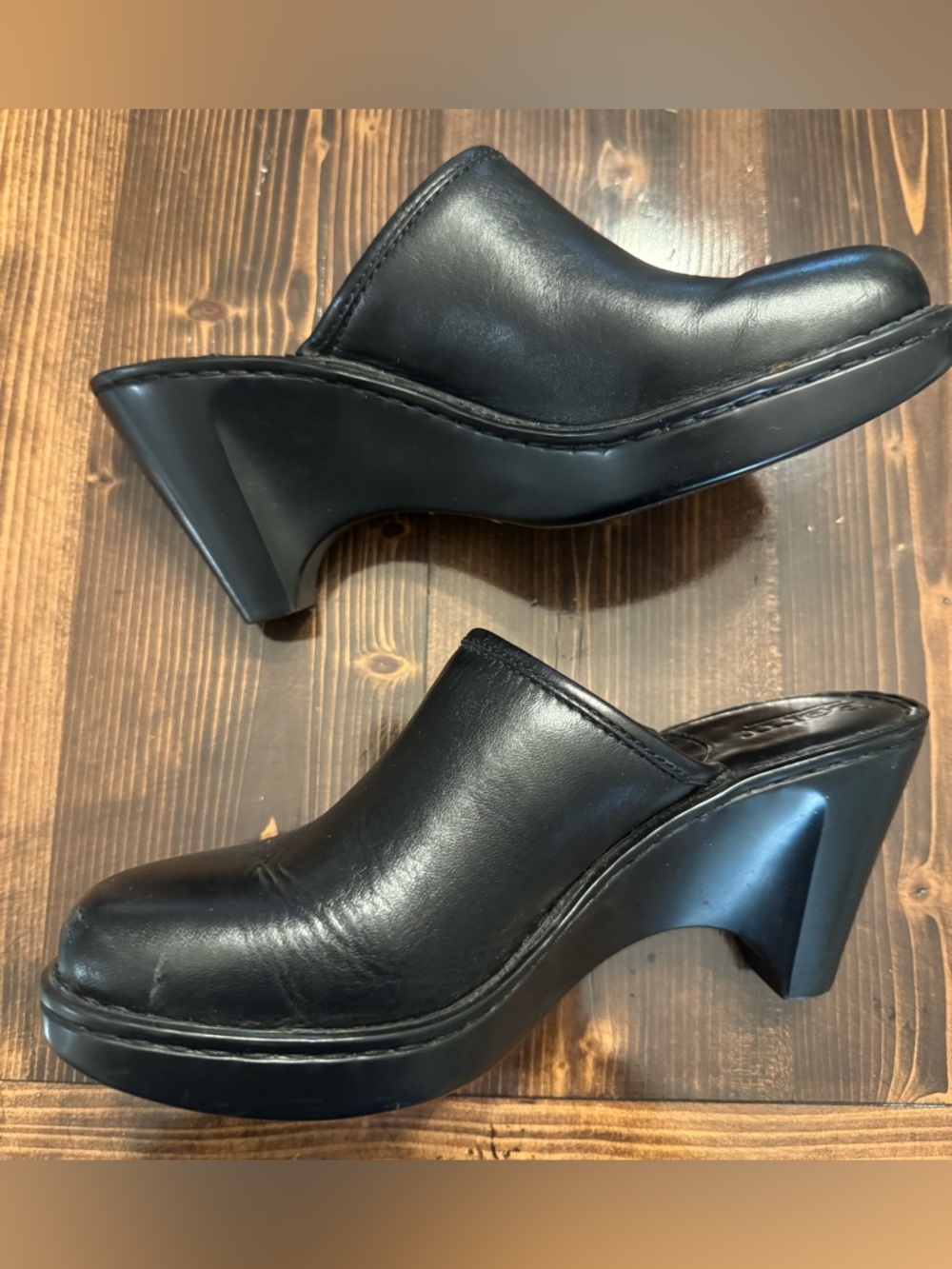 Born Black Leather Heeled Mules - Picture 2 of 9